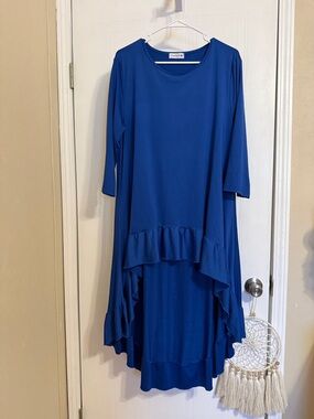 Royal Blue High-Low Ruffle Tunic
